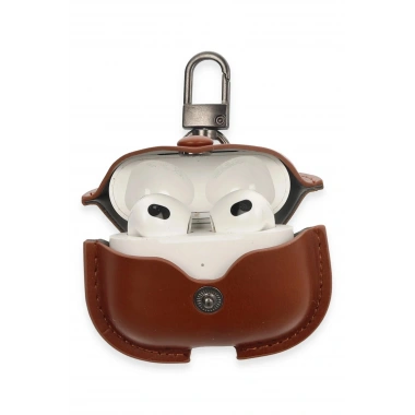 Mey İthalat® Airpods 3 (3.nesil) Çanta Deri Kılıf - Taba