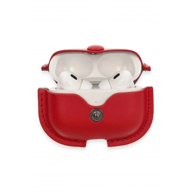 Mey İthalat® Airpods Pro 2 (2.nesil) Çanta Deri Kılıf - Kırmızı