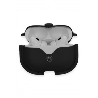 Mey İthalat®  Airpods Pro 2 (2.nesil) Çanta Deri Kılıf - Siyah
