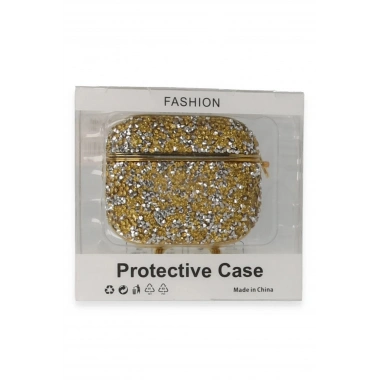 Mey İthalat® Airpods Pro 2 (2.nesil) Mira Taşlı Kılıf - Gold