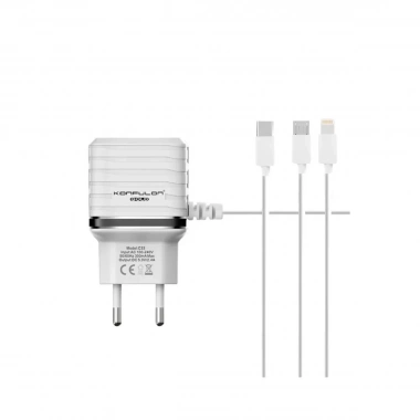 Mey İthalat® C33 Hızlı Şarj Cihazı 3in1 (Dahili Micro USB Kablolu)