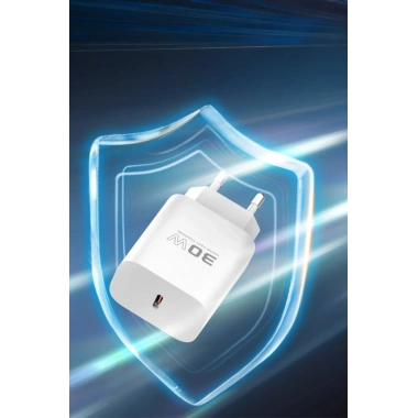 Mey İthalat® C87C 30W Type-C Çıkışlı Ekstra DL51 1M Type-C to Type-C Kablolu PD Şarj Cihazı - Beyaz