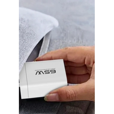 Mey İthalat® C99Q 65W PD Destekli Type-C ve USB Çift Çıkışlı Hızlı Şarj Adaptörü - Beyaz
