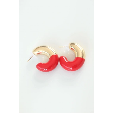 Mey İthalat® CCB Kırmızı Gold Çift Renk Küpe