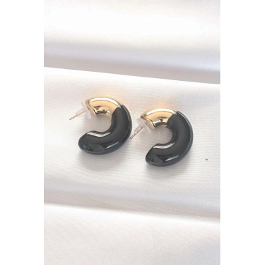 Mey İthalat® CCB Siyah Gold Çift Renk Küpe