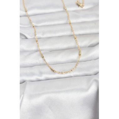 Mey İthalat® CM 14K Gold Renk Bar Zincir Model 60 cm Kadın Kolye