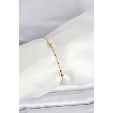 Mey İthalat® CM 14K Gold Renk Damla Topçuk Model Kadın Bileklik