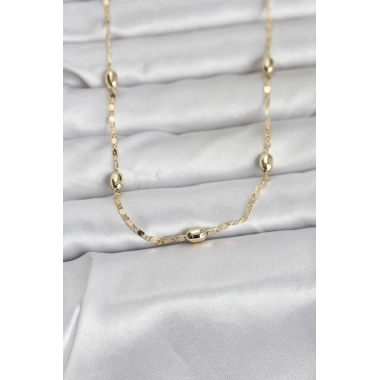 Mey İthalat® CM 14K Gold Renk Damla Topçuklu Zincir Model 60 cm Kadın Kolye