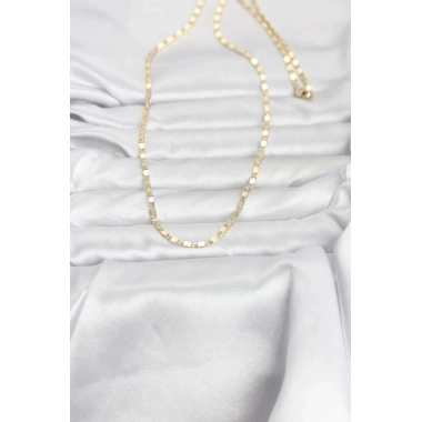 Mey İthalat® CM 14K Gold Renk Ezme Zincir 60 cm Kadın Kolye
