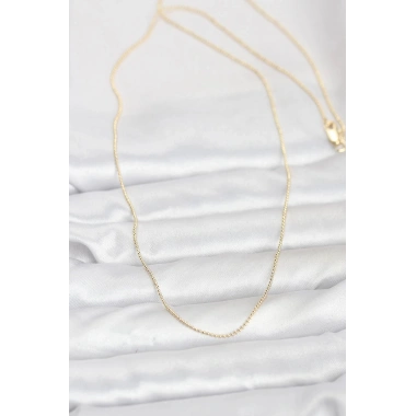 Mey İthalat® CM 14K Gold Renk İnce Top Zincirli 60 cm Kadın Kolye