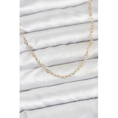 Mey İthalat® CM 14K Gold Renk Kalp Zincirli Kadın Kolye