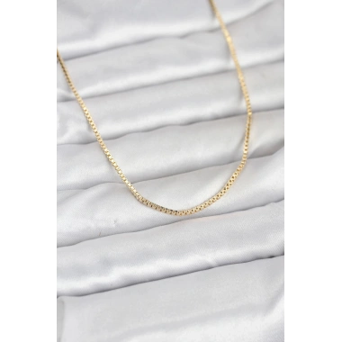 Mey İthalat® CM 14K Gold Renk Kare Zincirli Model 60 cm Kadın Kolye