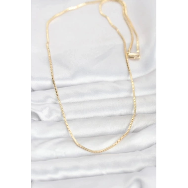 Mey İthalat® CM 14K Gold Renk Kare Zincirli Model 60 cm Kadın Kolye