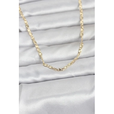Mey İthalat® CM 14K Gold Renk Lazer Zincirli Model 60 cm Kadın Kolye