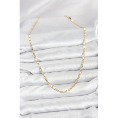Mey İthalat® CM 14K Gold Renk Lazerli Zincir Model Kadın Kolye