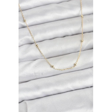 Mey İthalat® CM 14K Gold Renk Minik Top Zincirli Kadın Kolye