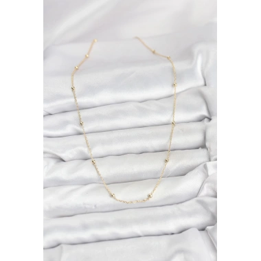 Mey İthalat® CM 14K Gold Renk Minik Top Zincirli Kadın Kolye