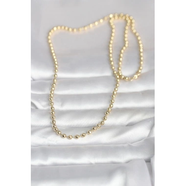 Mey İthalat® CM 14K Gold Renk Top Zincirli Model 60 cm Kadın Kolye