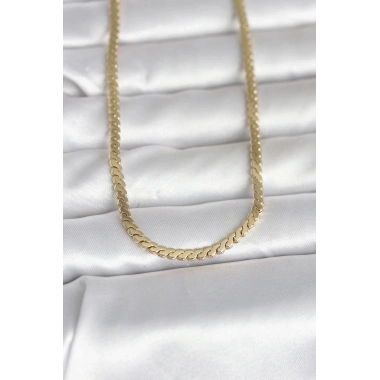 Mey İthalat® CM 14K Gold Renk Yassı Ezme Zincir Model 60 cm Kadın Kolye