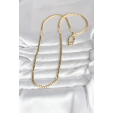 Mey İthalat® CM 14K Gold Renk Yassı Ezme Zincir Model 60 cm Kadın Kolye