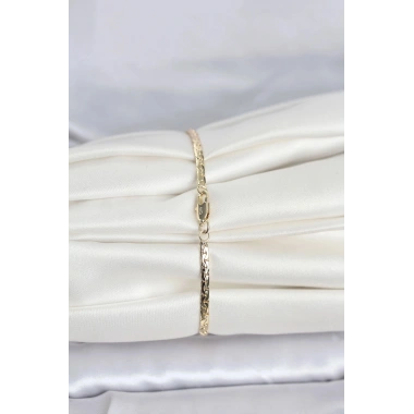 Mey İthalat® CM 14K Gold Renk Yassı Ezme Zincir Model Kadın Bileklik