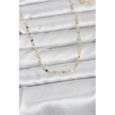 Mey İthalat® CM 14K Gold Renk Yassı Gemici Zincir Model 60 cm Kadın Kolye