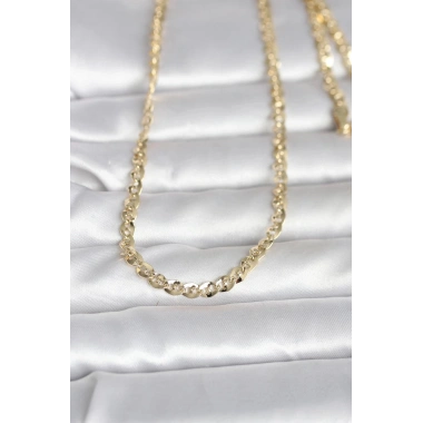 Mey İthalat® CM 14K Gold Renk Yassı Oval Zincirli Model 60 cm Kadın Kolye