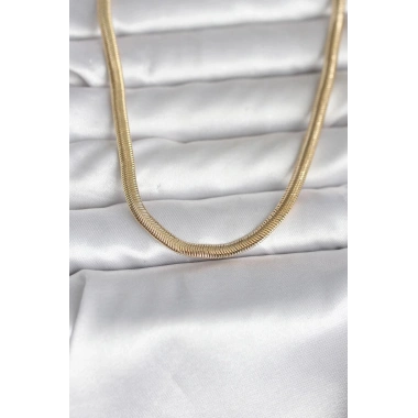 Mey İthalat® CM 14K Gold Renk Yassı Yılan Zincir Model 45 cm Kadın Kolye