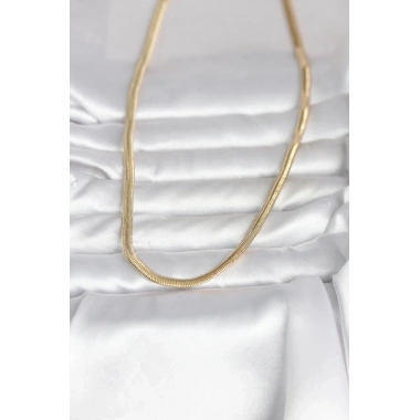 Mey İthalat® CM 14K Gold Renk Yassı Yılan Zincir Model 45 cm Kadın Kolye