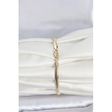 Mey İthalat® CM 14K Gold Renk Yassı Yılan Zincir Model Kadın Bileklik