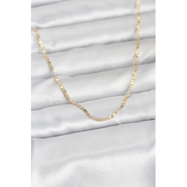 Mey İthalat® CM 14K Gold Renk Yassı Zincir Model 60 cm Kadın Kolye
