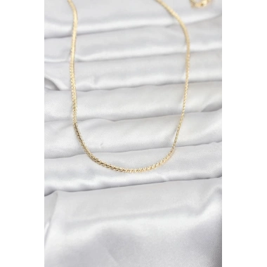 Mey İthalat® CM 14K Gold Renk Yassı Zincir Model 60 cm Kadın Kolye