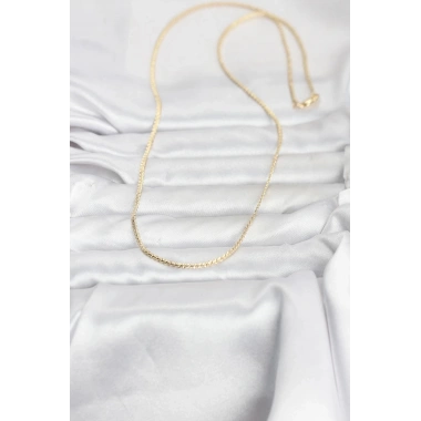 Mey İthalat® CM 14K Gold Renk Yassı Zincir Model 60 cm Kadın Kolye