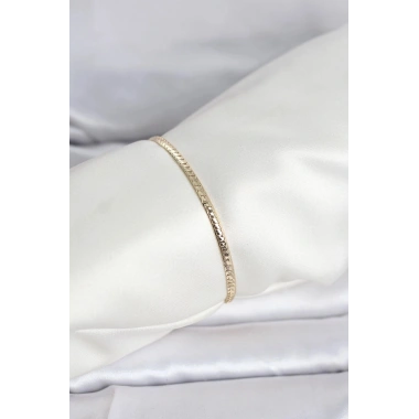 Mey İthalat® CM 14K Gold Renk Yassı Zincir Model Kadın Bileklik