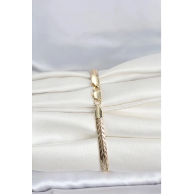 Mey İthalat® CM 14K Gold Renk Yassı Zincir Yılan Model Kadın Bileklik