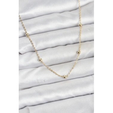 Mey İthalat® CM Gold Renk Top Zincirli Kadın Kolye
