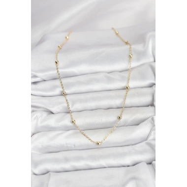 Mey İthalat® CM Gold Renk Top Zincirli Kadın Kolye