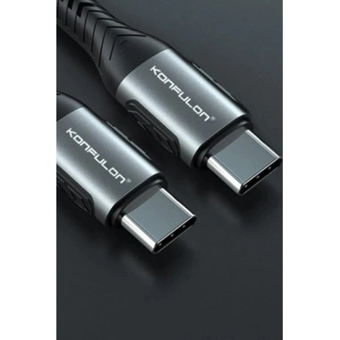 Mey İthalat® DC43 Type-C to Type-C 1M Örgü 60W Hızlı Şarj Kablo - Yeşil