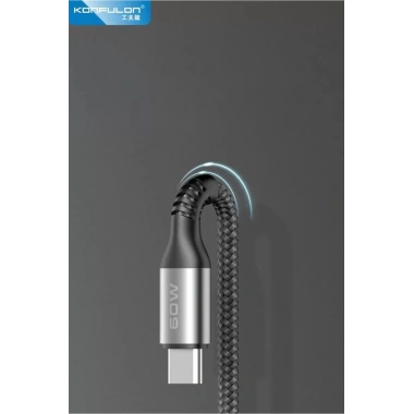 Mey İthalat® DC62 3in1 Type-C to 60W Type-C / 12W Lightning / 15W Micro 1.2M Hızlı Şarj Kablo - Siyah