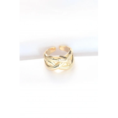 Mey İthalat® Düğüm Model Gold Renk Ayarlanabilir Yüzük