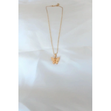 Mey İthalat® Gold Kaplama Sarı Renk Sedefli Kelebek Kolye