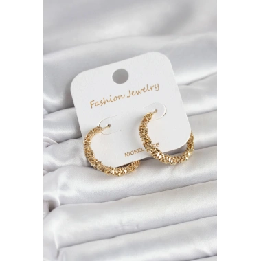 Mey İthalat® Gold Renk Pirinç Tırtık Model Kadın Küpe