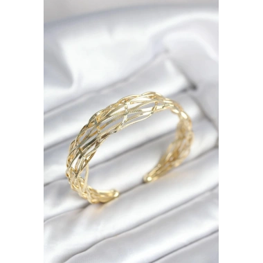 Mey İthalat® Gold Renk Pirinç Vintage Kadın Bileklik