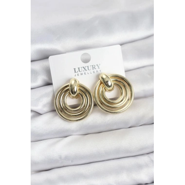 Mey İthalat® Gold Renk Pirinç Vintage Kadın Küpe