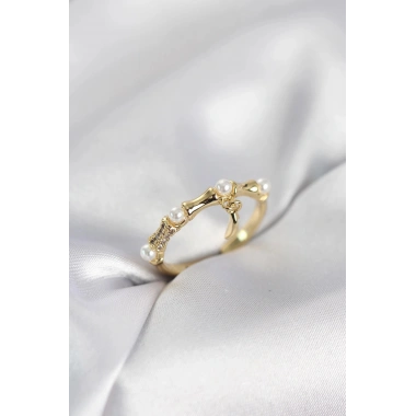 Mey İthalat® Gold Renk Sallantılı Kemik Model Kadın Yüzük