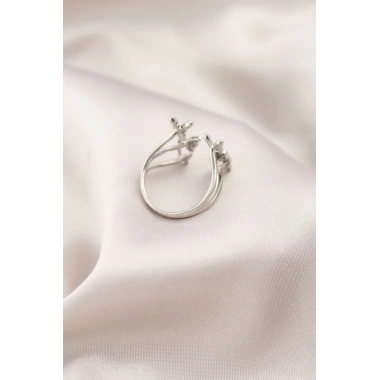 Mey İthalat® Gümüş Renk Metal Kelebek Model Kadın Yüzük