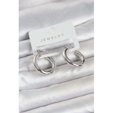 Mey İthalat® Gümüş Renk Pirinç Halka 25 mm Kadın Küpe