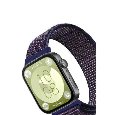 Mey İthalat® Huawei Fit 4 Hasırlı Cırtcırtlı Kordon - Mavi-Beyaz