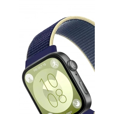 Mey İthalat®  Huawei Fit 4 Hasırlı Cırtcırtlı Kordon - Sarı-Lacivert