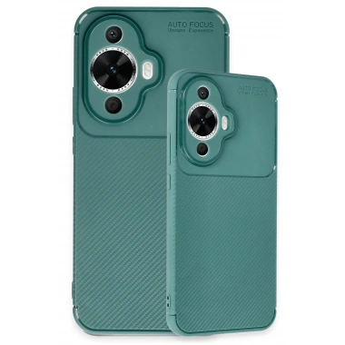 Mey İthalat®  Huawei Nova 12S Kılıf Auto Focus Karbon Kapak - Koyu Yeşil